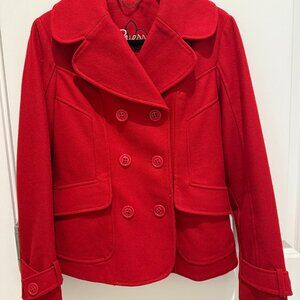 Guess Red Peacoat – Wool Blend